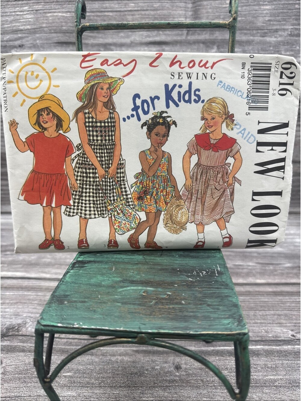 Vintage New Look Easy 2 Hour Sewing Pattern Kids Dress Size 3-4-6-8 Uncut FF